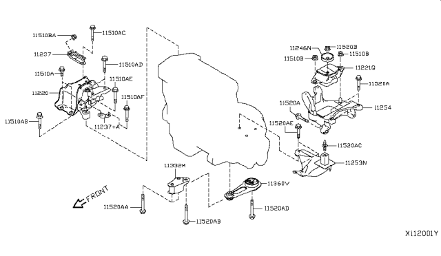 2014 Nissan Versa Engine & Transmission Mounting Diagram 3