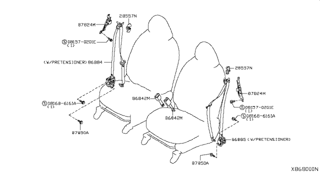 2012 Nissan Versa Front Seat Belt Diagram