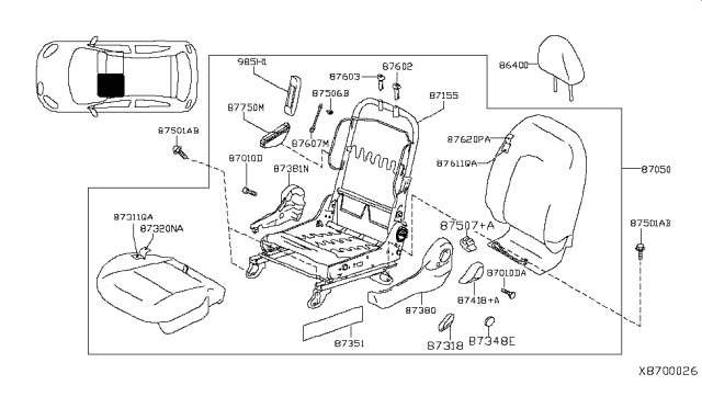 2016 Nissan Versa Front Seat Diagram 1