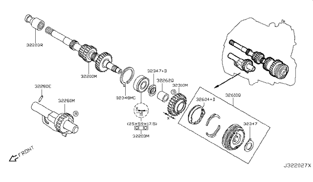 2018 Nissan Versa Spacer-Main Shaft Diagram for 32347-00Q0A