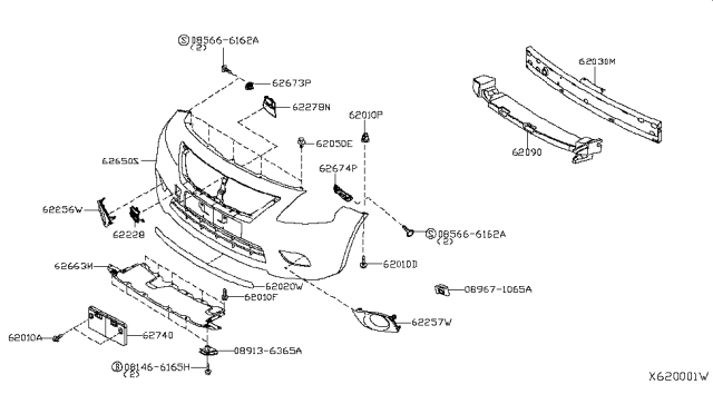 2015 Nissan Versa Front Bumper Cover Diagram for FBM22-9KA0J