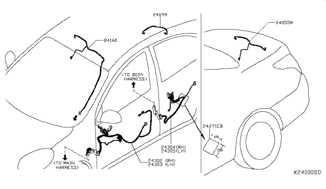 2015 Nissan Versa Harness-Front Door,RH Diagram for 24124-3AN0A