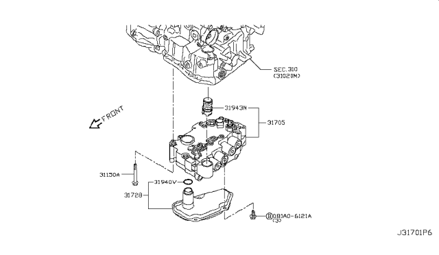 2012 Nissan Versa Sedan Control Valve (ATM) Diagram 3