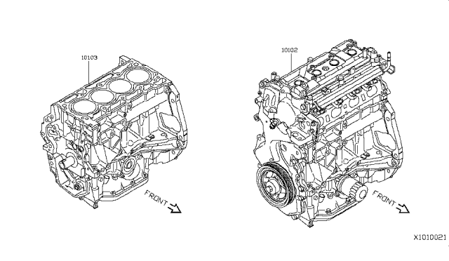 2012 Nissan Versa Sedan Bare & Short Engine Diagram 1