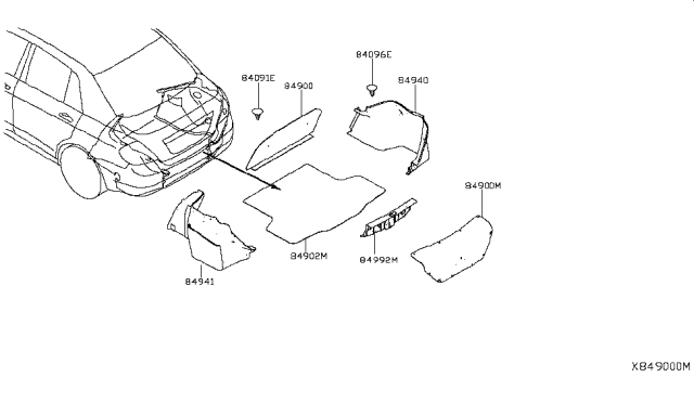 2017 Nissan Versa Trunk & Luggage Room Trimming Diagram