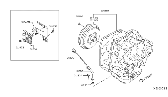 2012 Nissan Versa Sedan Auto Transmission,Transaxle & Fitting Diagram 1