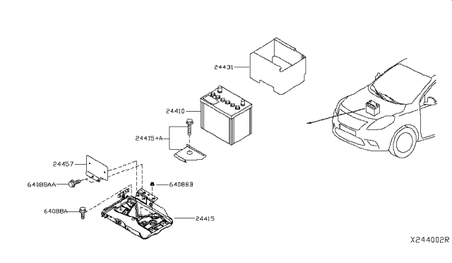 2018 Nissan Versa Sedan Battery & Battery Mounting Diagram 2