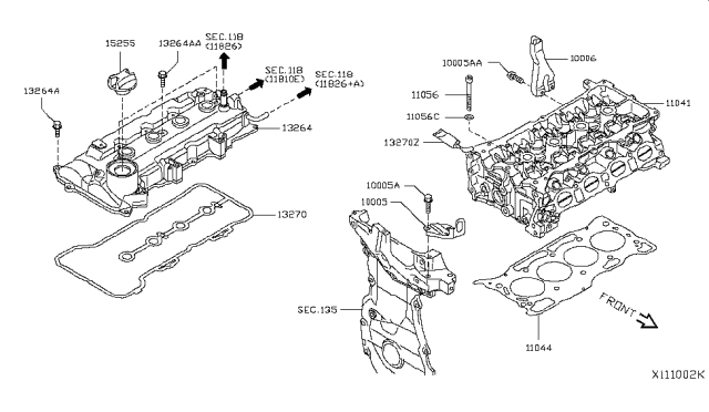 2015 Nissan Versa SLINGER-Engine Front Diagram for 10005-ED01A