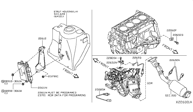 2012 Nissan Versa Bracket Diagram for 22650-1KT0A