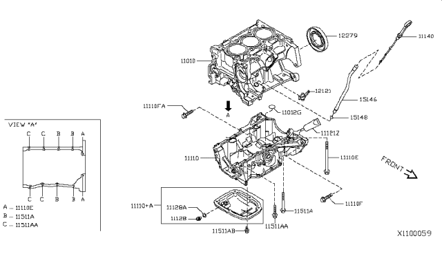 2015 Nissan Versa Cylinder Block & Oil Pan Diagram 3