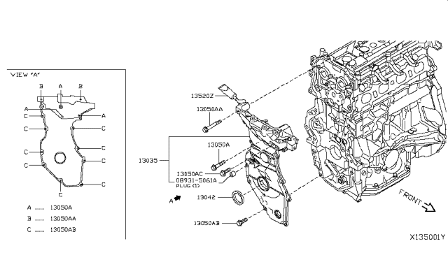 2015 Nissan Versa Sedan Front Cover,Vacuum Pump & Fitting Diagram 1
