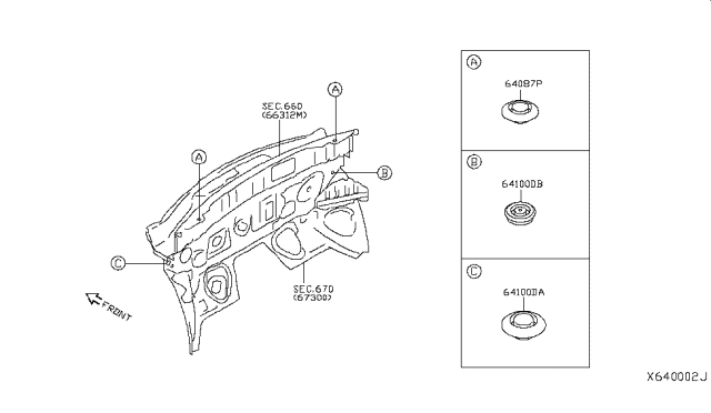 2015 Nissan Versa Sedan Hood Ledge & Fitting Diagram 6