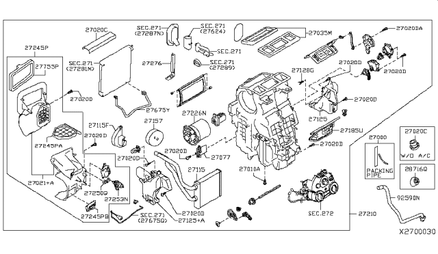 2013 Nissan Versa Blower Assembly-Air Conditioner Diagram for 27210-3AN0D