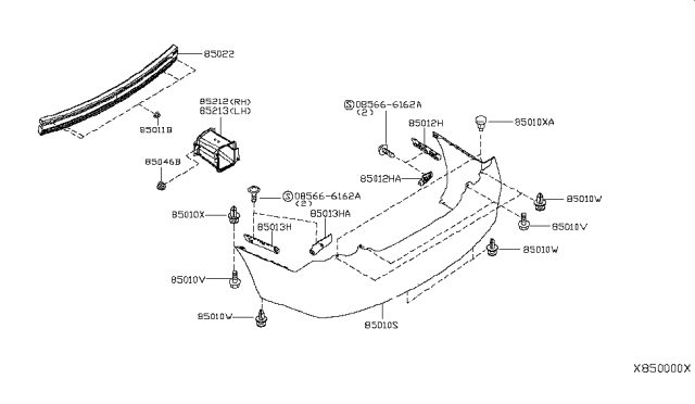 2012 Nissan Versa Sedan Rear Bumper Diagram 2