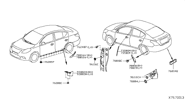 2015 Nissan Versa Sedan Body Side Fitting Diagram 2