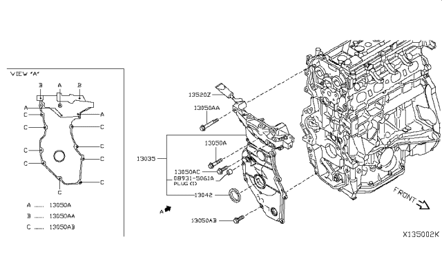 2017 Nissan Versa Front Cover,Vacuum Pump & Fitting Diagram