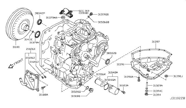 2018 Nissan Versa Pan Assy-Oil Diagram for 31390-X420B