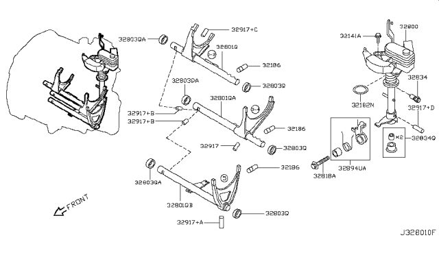 2013 Nissan Versa Rod-Fork 1/2 Diagram for 32800-00QAM