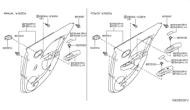 2017 Nissan Versa Sedan Rear Door Trimming Diagram