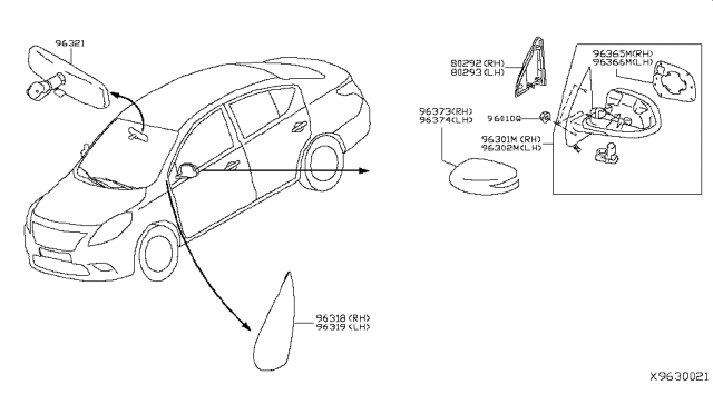 2018 Nissan Versa Sedan Rear View Mirror Diagram 2