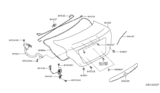 2018 Nissan Versa Sedan Trunk Lid & Fitting Diagram 2