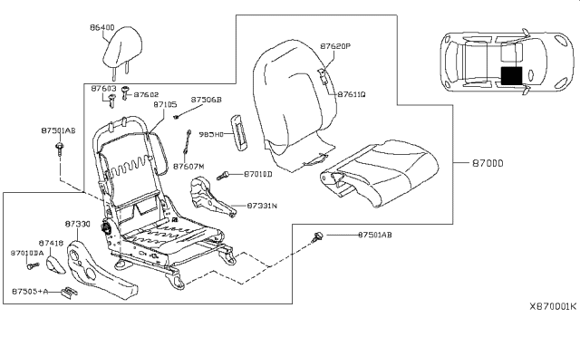 2016 Nissan Versa Front Seat Diagram 3