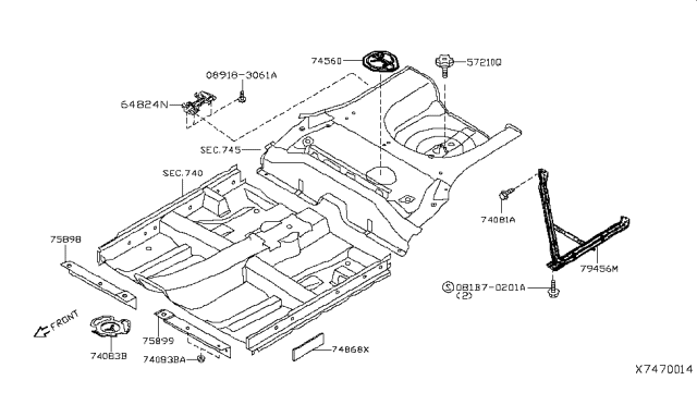 2016 Nissan Versa Cover Floor Diagram for 74814-9KA0A