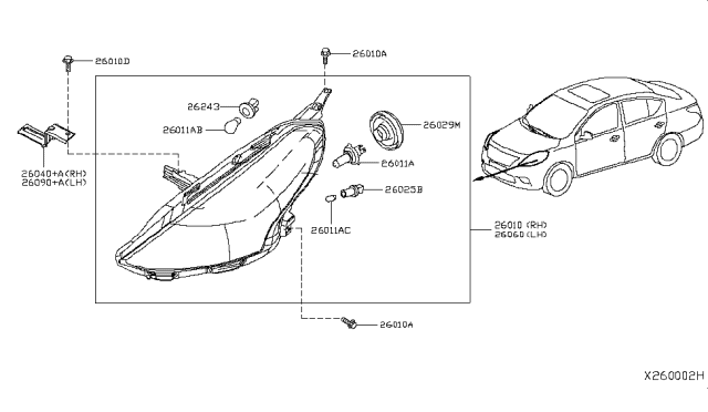 2018 Nissan Versa Sedan Headlamp Diagram 2