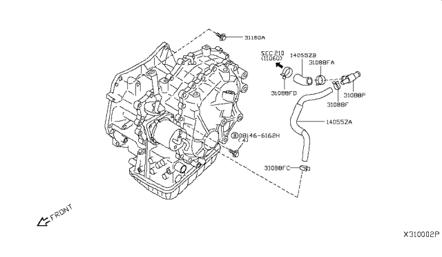 2015 Nissan Versa Sedan Auto Transmission,Transaxle & Fitting Diagram 7