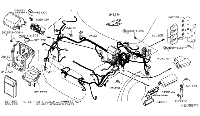 2019 Nissan Versa Harness Assy-Engine Room Diagram for 24012-9KN2C