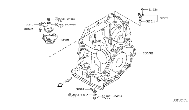 2017 Nissan Versa Lever Diagram for 31915-3MX0A