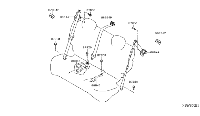 2012 Nissan Versa Sedan Rear Seat Belt Diagram 2