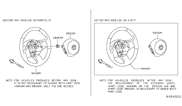 Steering Wheel Assembly Less Pad Diagram for 48430-9EK6A