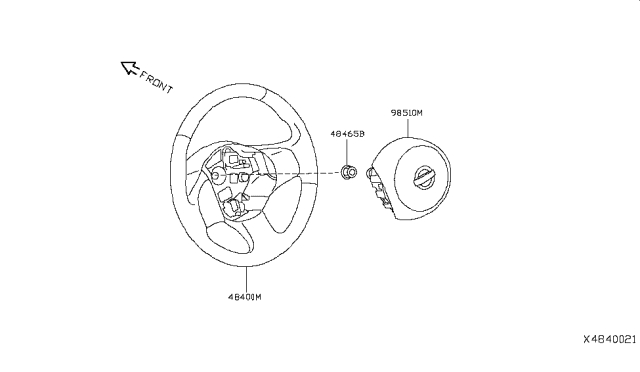 2019 Nissan Versa Steering Wheel Assembly Without Less Pad Diagram for 48430-9EK1A