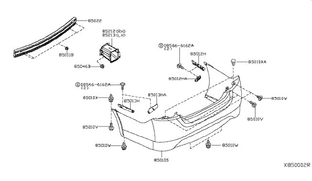 2019 Nissan Versa Reinf In Rear Bumper Diagram for H5032-3ANMH