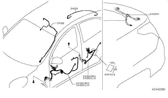 2013 Nissan Versa Harness-Rear Door,LH Diagram for 24127-3AN0A