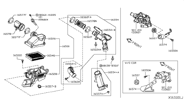 2013 Nissan Versa Body Assembly-Air Cleaner Diagram for 16528-1HK0A