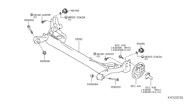 2018 Nissan Versa Nut Diagram for 54588-EN005