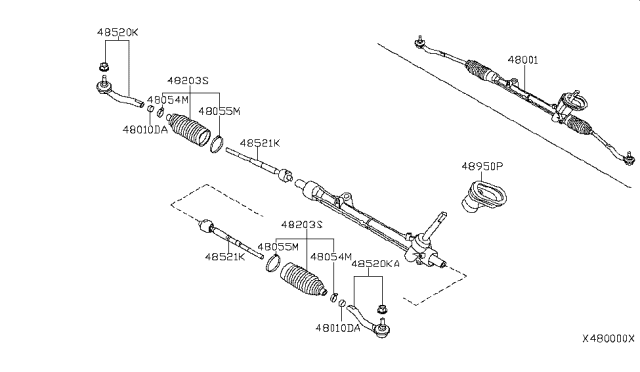 2013 Nissan Versa Socket Kit-Tie Rod,Inner Diagram for 48521-1HK0A