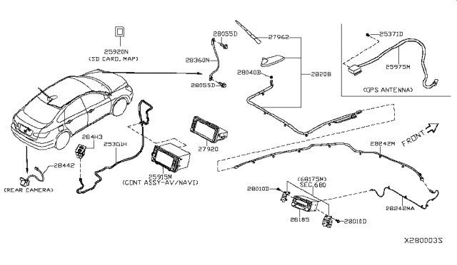 2017 Nissan Versa Sd Card: Map Diagram for 25920-9HT0B