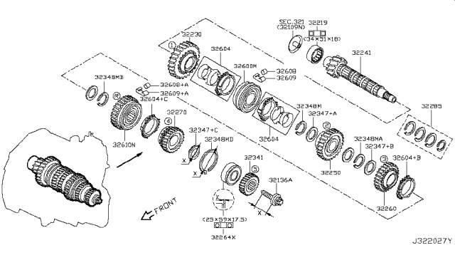 2016 Nissan Versa Insert Shift Diagram for 32608-00QAC