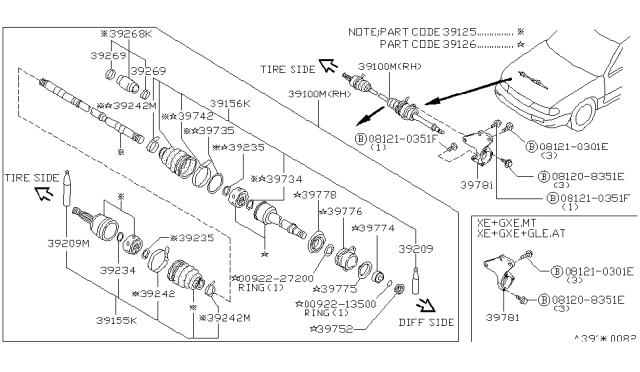 1993 Nissan Stanza Ring-Snap Diagram for 39734-03P00