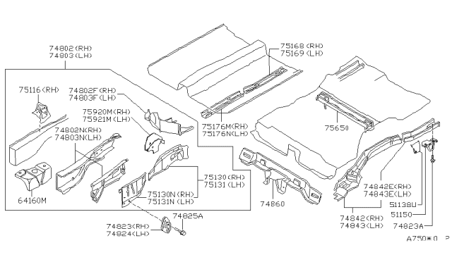 1996 Nissan Stanza Bracket Assy-Rear Towing Hook Diagram for 51138-0E000