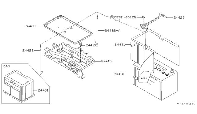 1994 Nissan Altima Battery & Battery Mounting Diagram