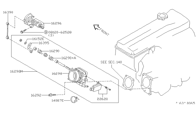 1996 Nissan Stanza Lever-Throttle Diagram for 16134-1E400