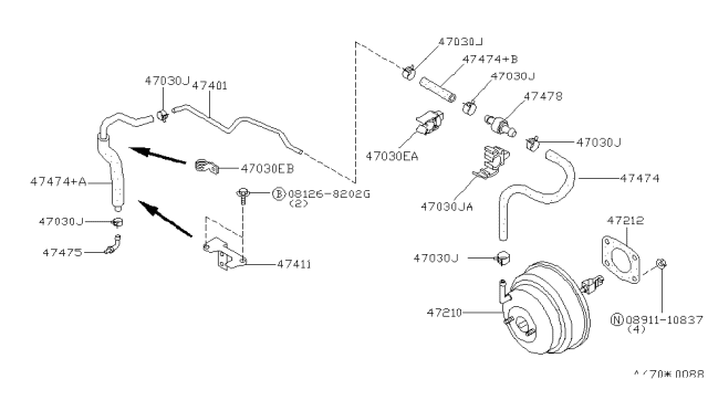 1995 Nissan Stanza Brake Servo & Servo Control Diagram