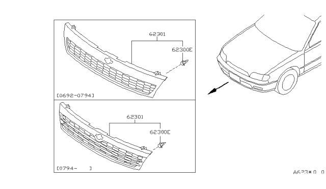 1996 Nissan Stanza Front Grille Diagram