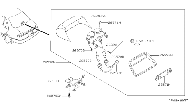 1994 Nissan Altima Cap-Stop Lamp Diagram for 26596-0E700