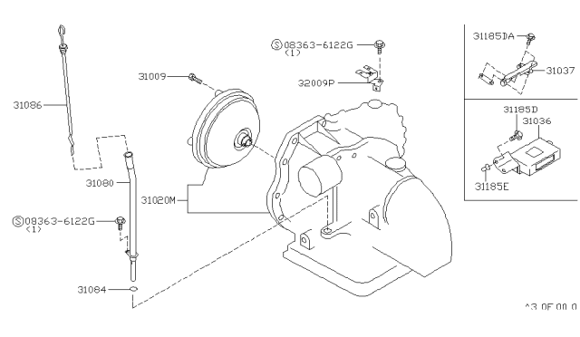 1996 Nissan Stanza Auto Transmission,Transaxle & Fitting Diagram 1