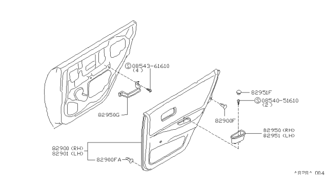 1994 Nissan Altima Rear Door Trimming Diagram